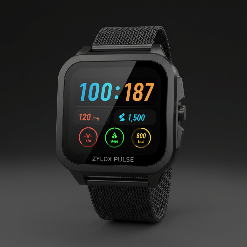 Men Smart Watch Black Silicone - Zylox Pulse